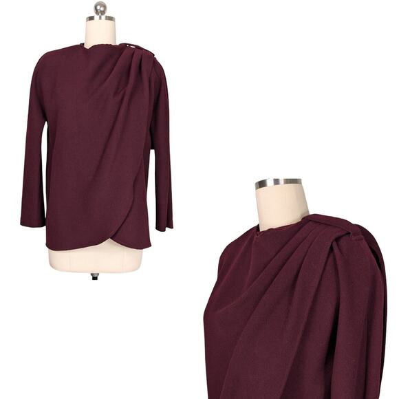 Vintage Anne Klein Wool Blazer Wrap Jacket Classic Neiman Marcus Marron Red M - Picture 1 of 10